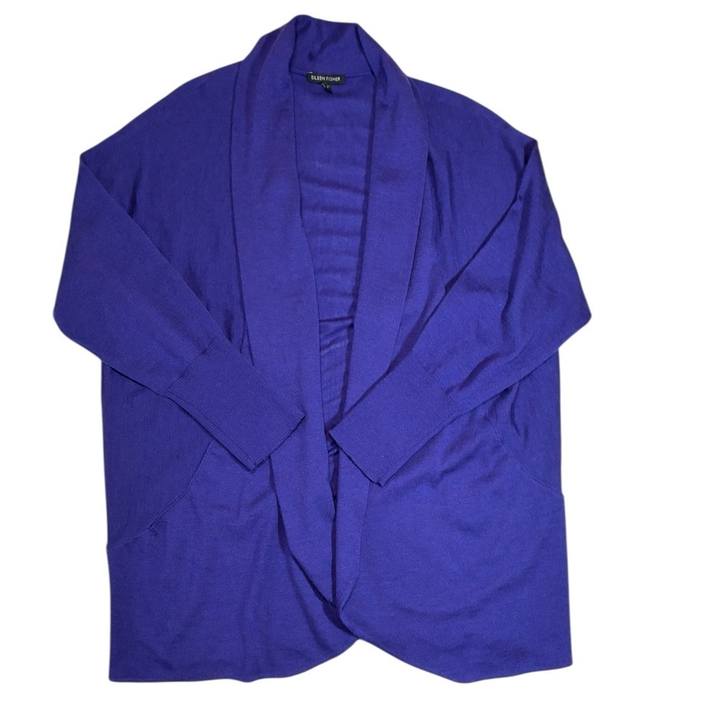 Eileen Fisher Italian Merino Wool Cardigan, Open Front, Size Large, Super Soft - Picture 6 of 11